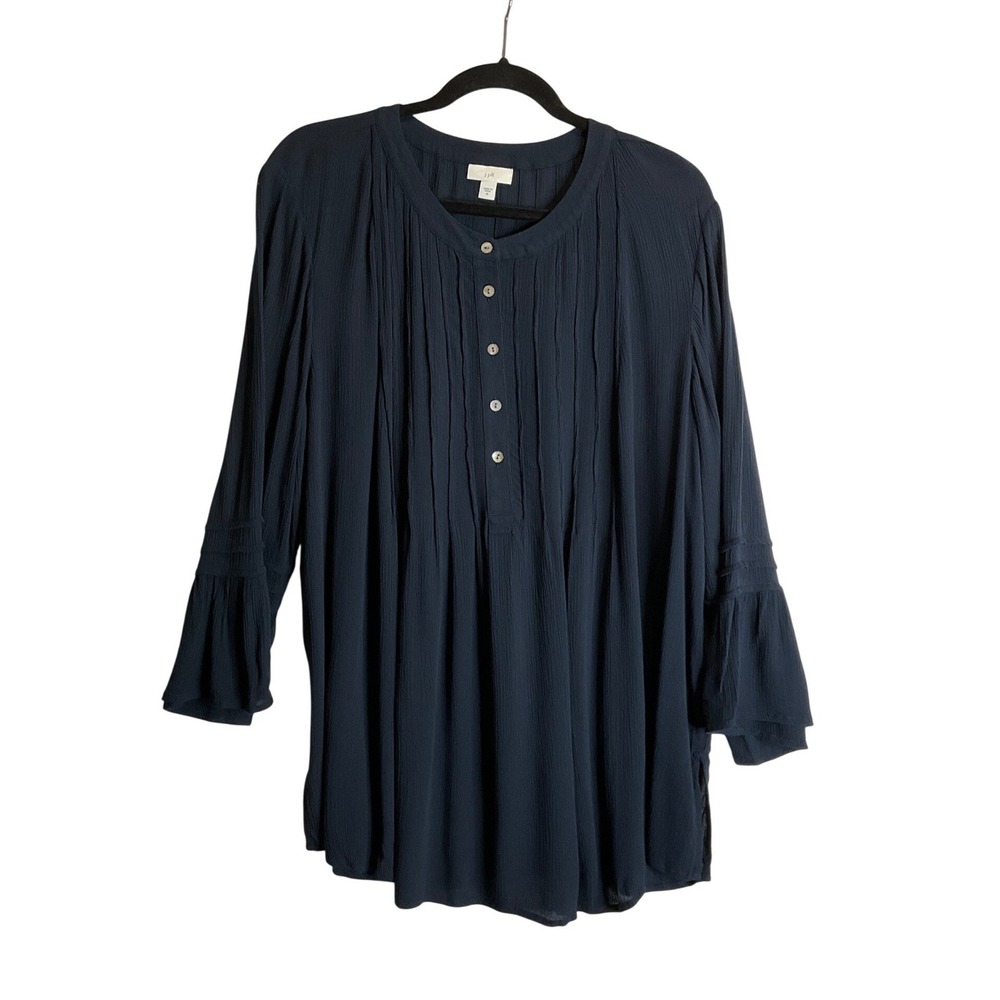 J. Jill Peasant Tunic Blouse Henley Bell Sleeve Boho Cottagecore Peasant XL